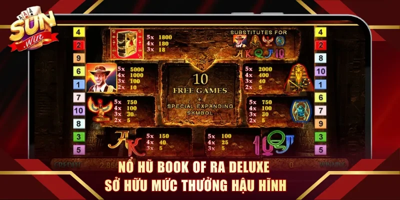 Nổ hũ Book of Ra Deluxe sở hữu mức thưởng hậu hĩnh